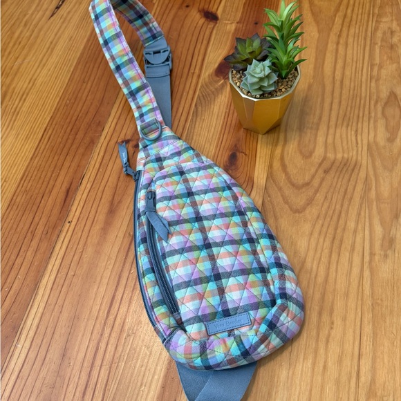 Vera Bradley Handbags - Vera Bradley GINGHAM PLAID Essential Compact 13" Cotton Sling Backpack